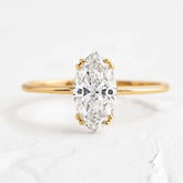 Anel Solitário em Ouro com Moissanite Navete 1ct Marquesa
